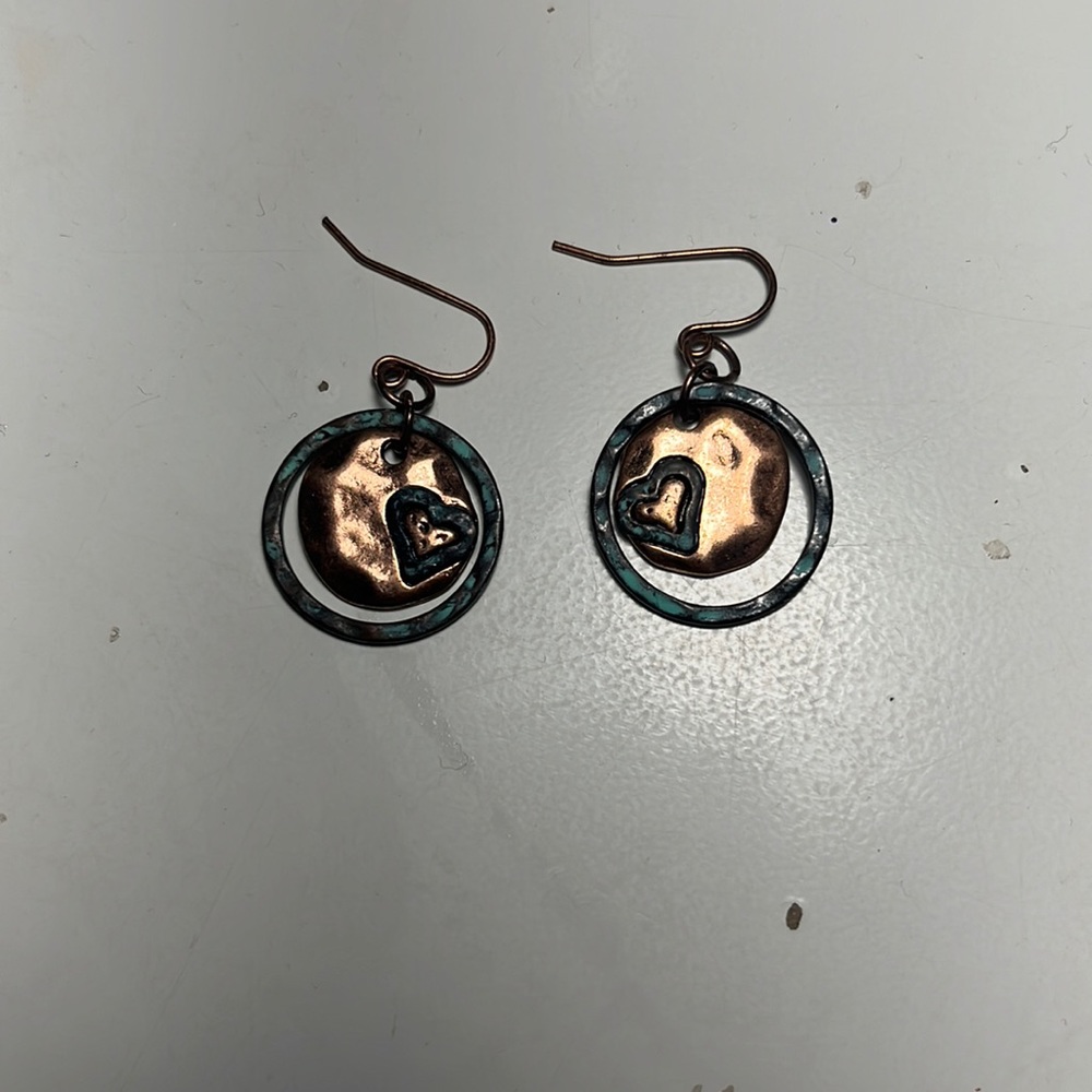 Copper and Turquoise Round earrings